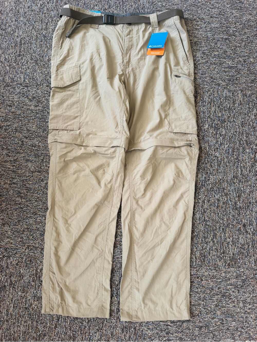 Columbia Silver Ridge Men's Zip-Off Cargo Pants - Tan with Dark Belt 38X32 NWT